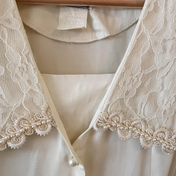 Vtg Jodi Schuertz Bill Berman Dress Sz 6 Ivory Lace Collar Princess Diana Preppy - Picture 5 of 10